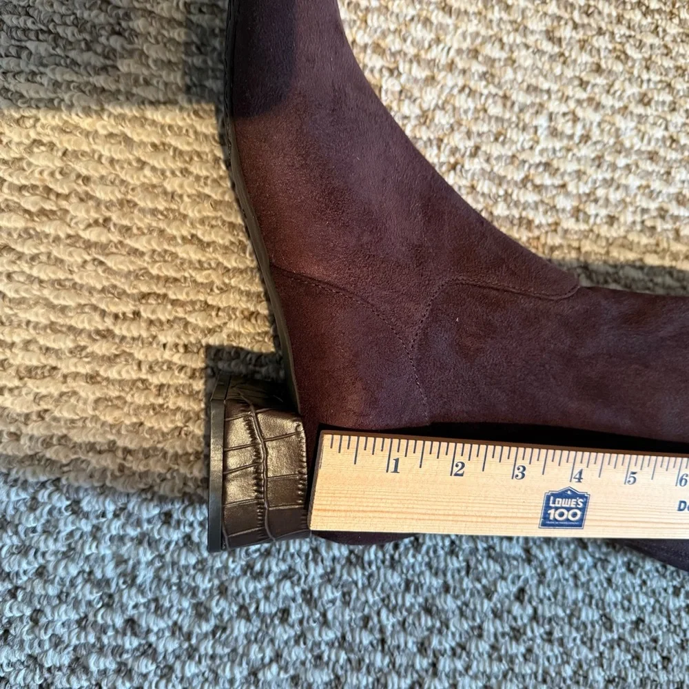 Elegant Chocolate Brown Suede Knee High Tall Boots Women Size 9.5